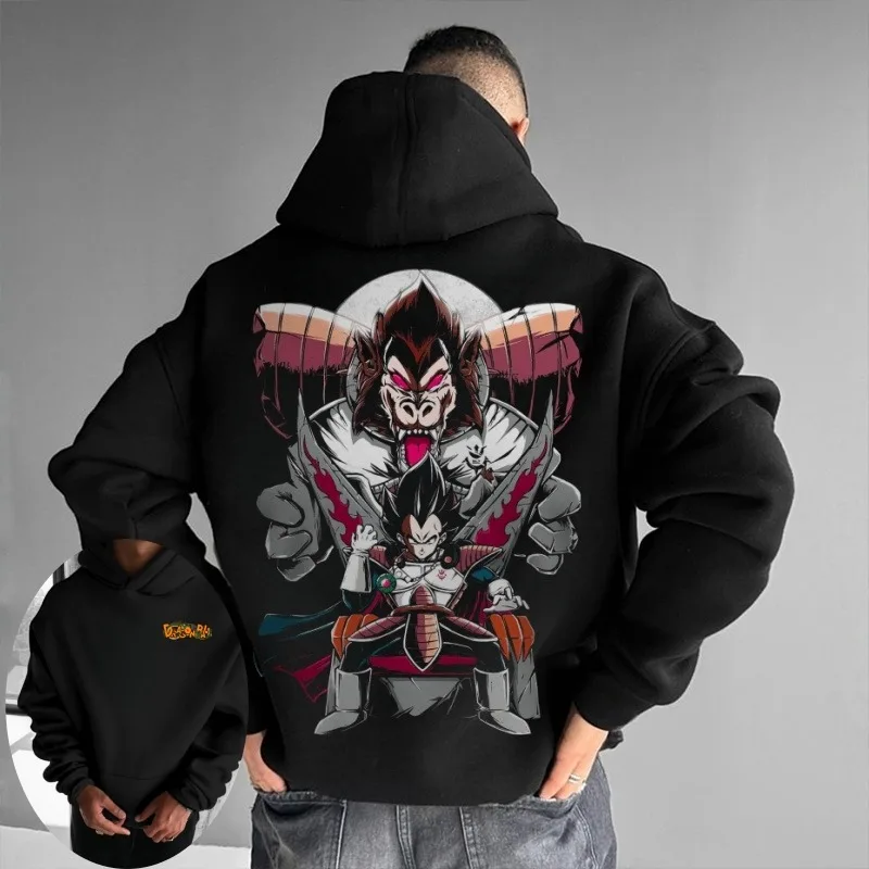 Oversize 4xl Anime Dragon Ball 2025 Vegeta Gedruckt Lose Hohe Qualität 500g Herbst/Winter Plüsch Y2K Sport Hoodie