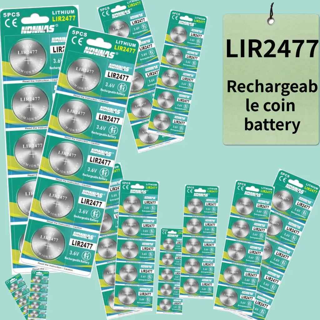 

5-30PCS Rechargeable LIR2477 3.6V Lithium Coin Cell Battery, Perfect for Watches, Calculators and Electronic Devices