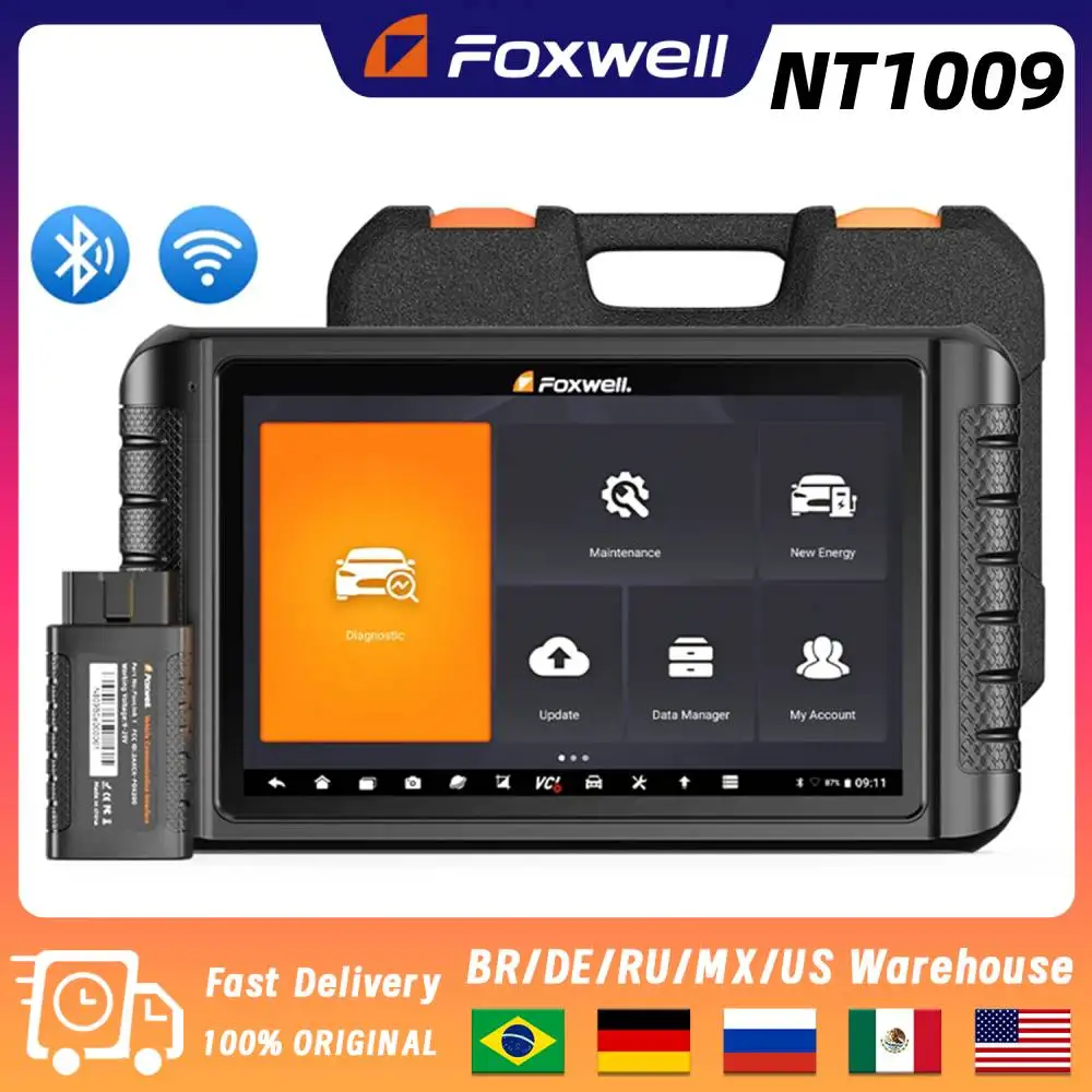 

FOXWELL NT1009 OBD2 Car Scanner OE All System 35+ Reset ECU Coding Bi-Directional Control Guided Functions OBD2 Diagnosis Tools