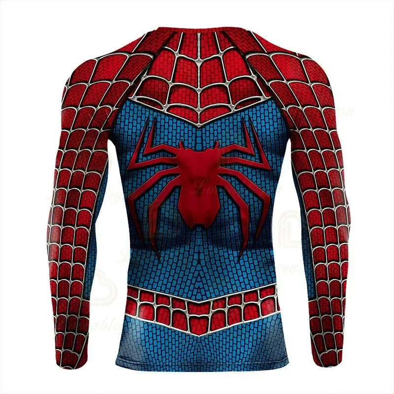 Dis New 3D Printing Comic Retro Spider T-shirt Long-sleeved Fashion Summer T-shirt Cosplay Costume Top Quick-dry Men T-shirt