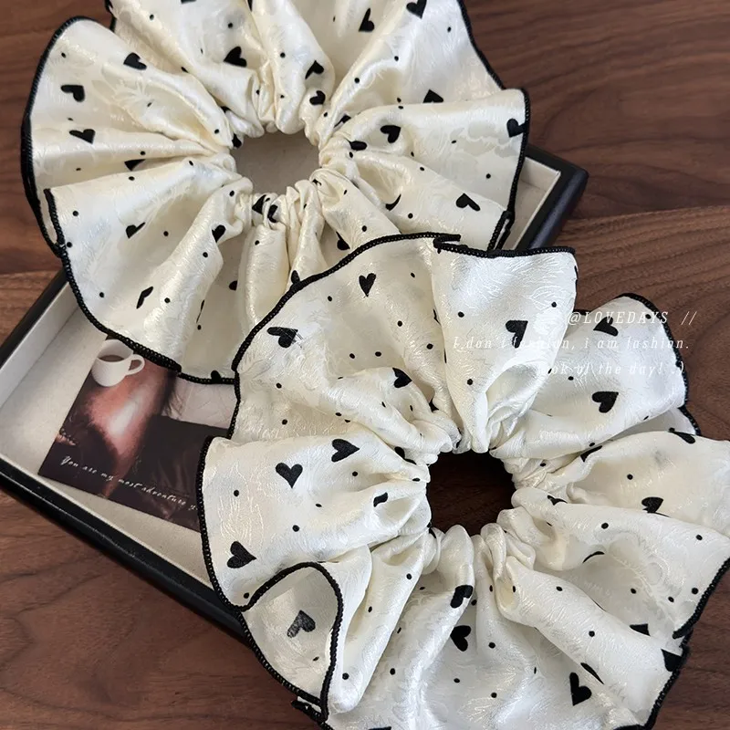 

Милая романтичная белая двухслойная резинка для волос в форме сердца, большая, для хвоста, для женщин, мягкая, эластичная, нескользящая, аксессуар для волос