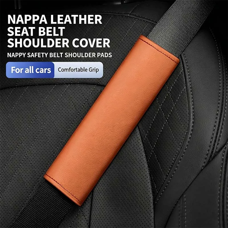 

Premium Nappa Leather Car Seat Belt Cover, Soft Comfortable Shoulder Strap Pad, Universal Auto Interior Safety Belt Protector