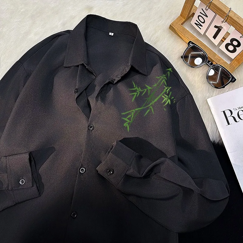 

Spring Large Size 300 Pou Men's Printed Casual Long Sve Collared irt Busin Sle Loose Fit Iron-Free irt