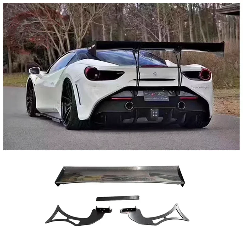 For Ferrari 458 488 2011-2019 High Quality Carbon Fiber Car Rear Bumper Trunk Lip Spoiler Wing