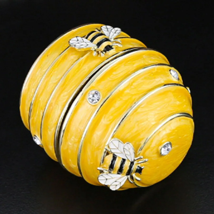 Hand Painted Metal Enamel Hinged Trinket Box Ornamental Mini Jewelry Ring  Organizer Vintage Collectible Figurine Keepsake Box