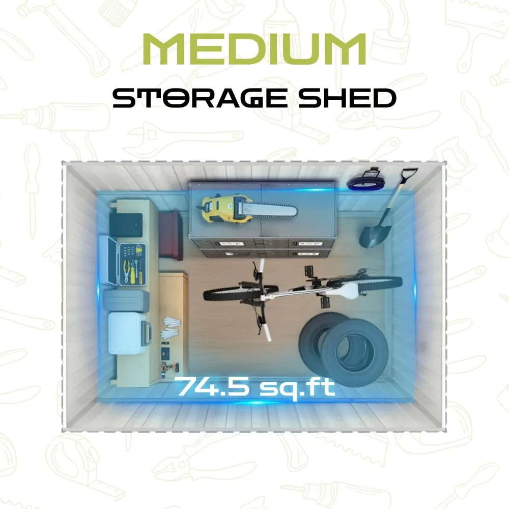 سقيفة تخزين معدنية متينة للاستخدام الخارجي مع نوافذ وأبواب قابلة للقفل للاستخدام في الحديقة والفناء الخلفي بجانب حمام السباحة في شركة أنثراسايت #4