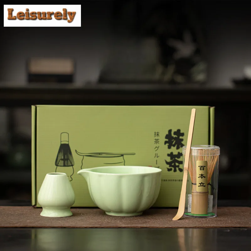 

Pumpkin Petal Imitates Song Tea Set Complete Set Boutique Japanese Matcha Set Kit Tea Brush Stand Tea Ceremonial for Tea Lovers