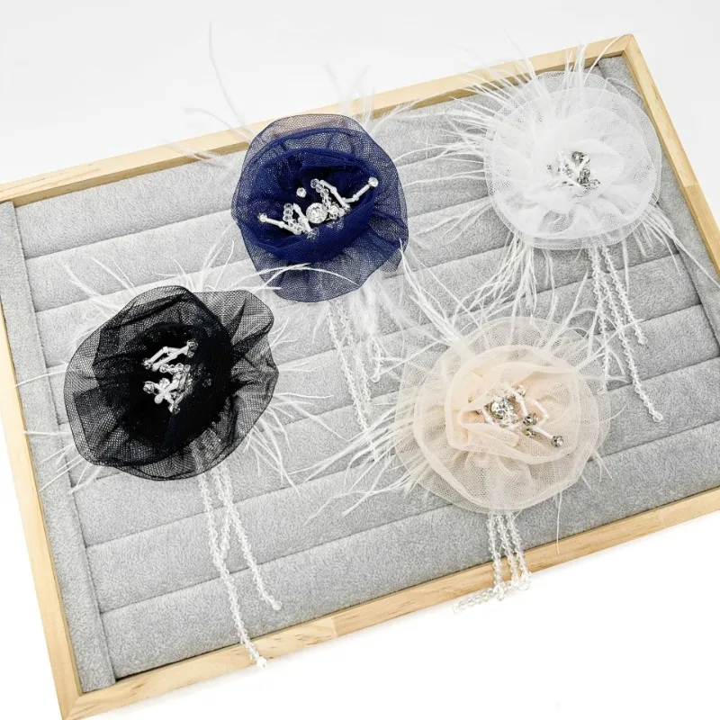 جديد شرابة الجنية ريشة زهرة بروش المرأة مجوهرات اكسسوارات دبوس الملابس فستان الصدار