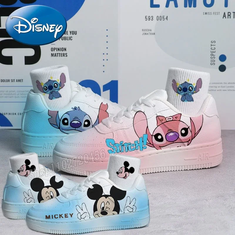 Disney Lilo e Stitch Print Sport Shoes, Sapatilhas casuais brancas para crianças, Tênis para crianças, Cartoon StellaLou, Novo, 2023