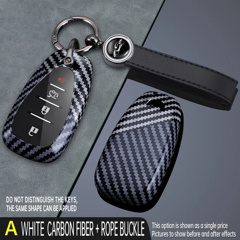 Funda para llave de coche, carcasa de fibra de carbono para Chevrolet Volt Bolt Trax Malibu Blazer Traverse Onix Equino Orlando Cruze Spark Sonic