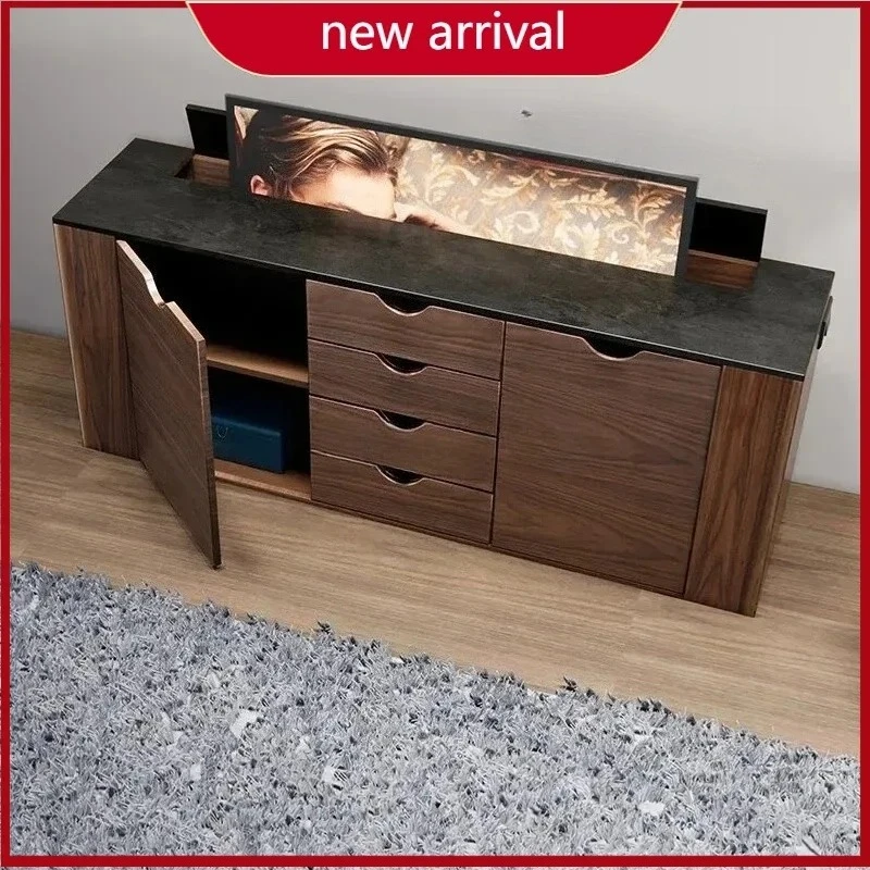 Wi Hidden intelligent lifting integrated TV cabinet remote control electric opening solid wood