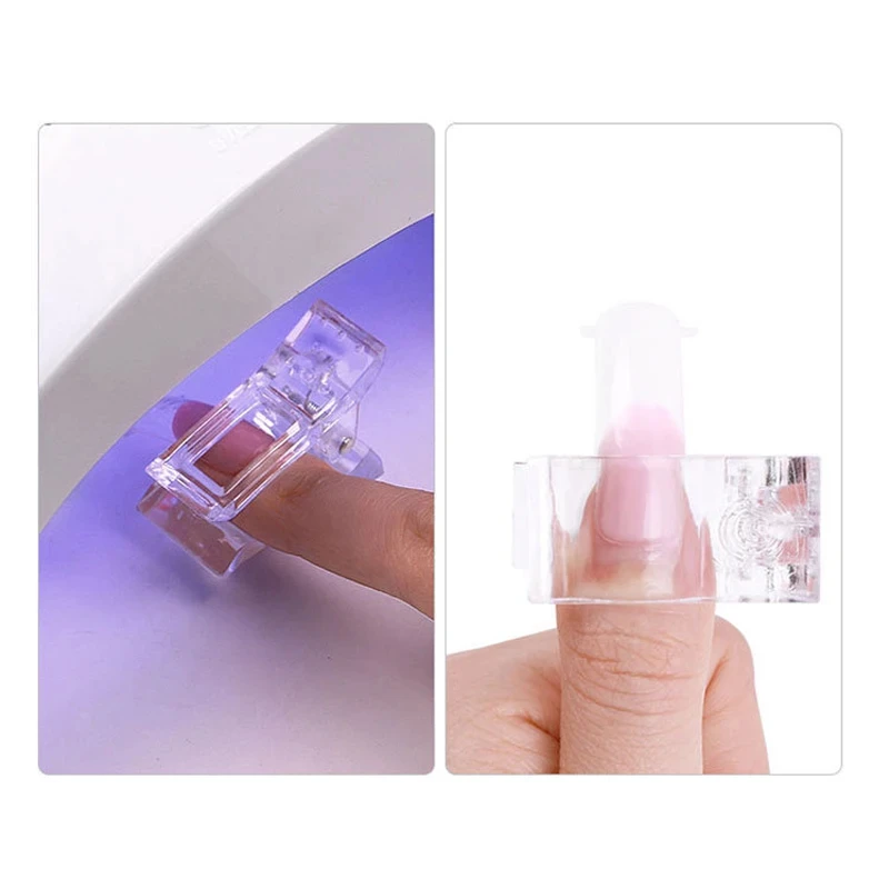 10 Pcs Poly Gel Finger Nail Extension LED Builder Clamps, For Quick Building Poly Gel Nail Forms Nail Clips