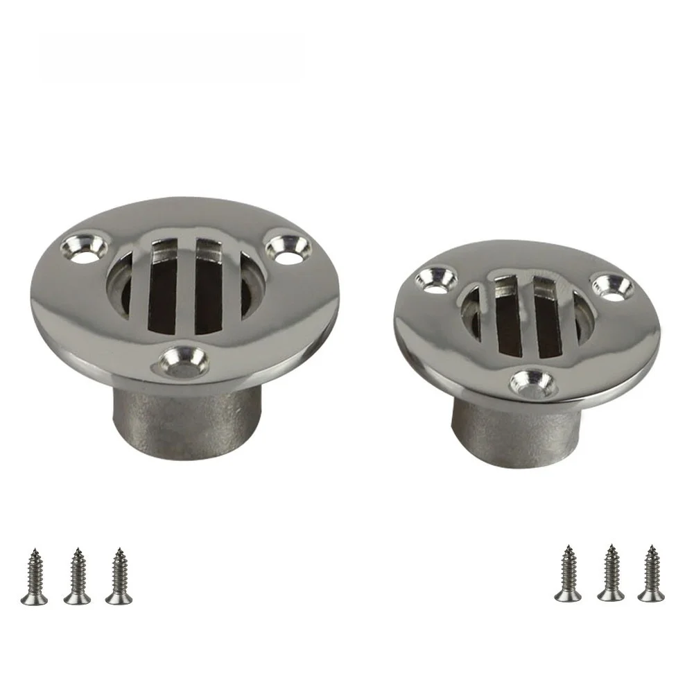316 Stainless Steel Marine Deck Drain Scupper Water Outlet for Yacht Boat Floor Drain with Screws Silver 8x8x5cm