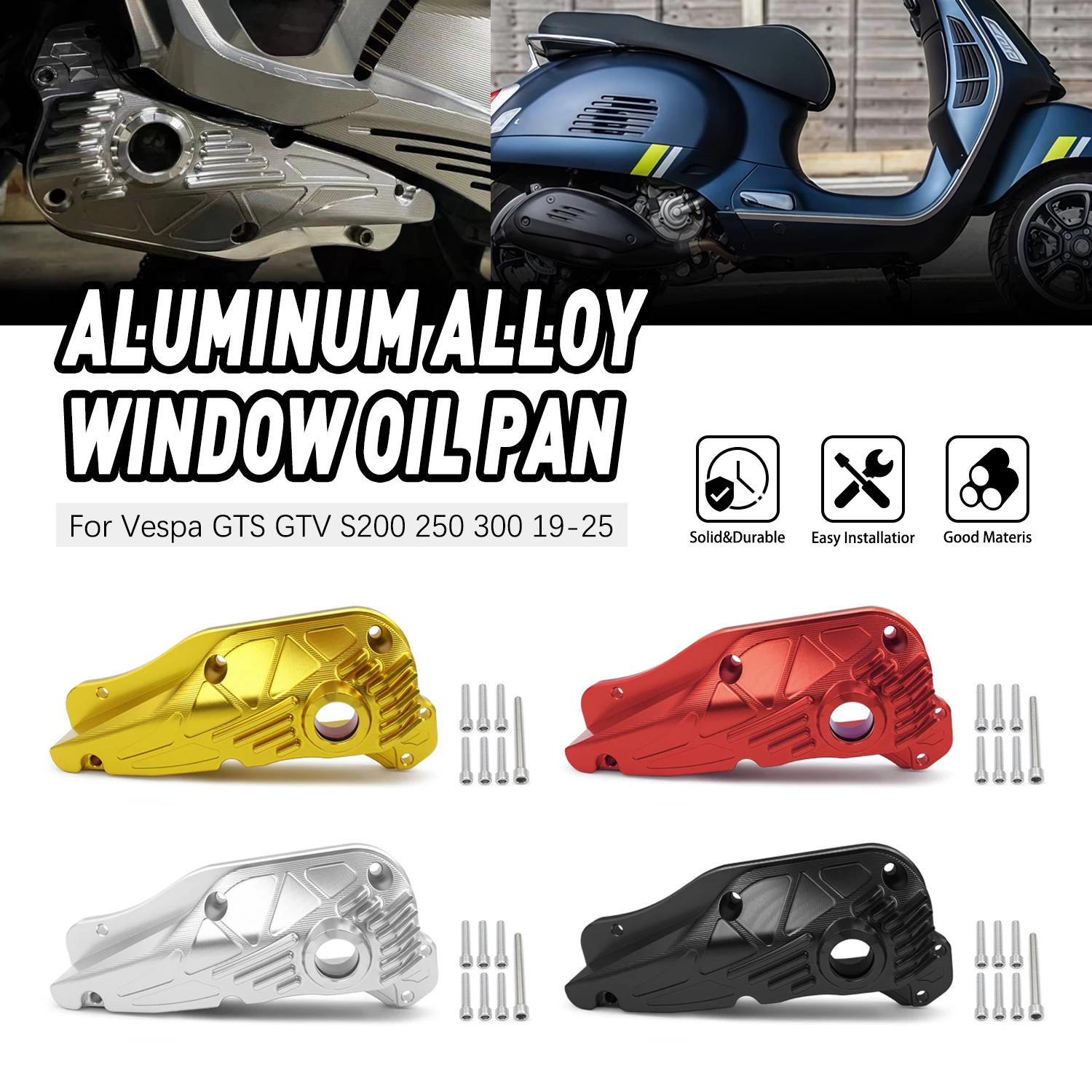 

Модифицированный алюминиевый поддон картера с прозрачным окном для мотоциклов Vespa HPE300 GTS GTV 125 250 300 2019–2025