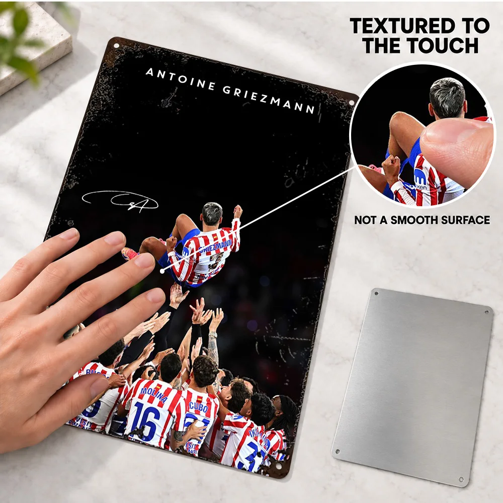 Antoine Griezmann Football Player Aluminum Poster Personalized Metal Sign Graphic Portrait Wall Art For Home Gym Sports Fan Gift