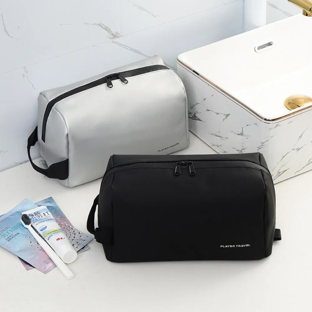 Wasserdichte Herren-Kosmetiktasche, großes Fassungsvermögen, tragbare PU-Kulturtasche, Trocken- und Nasstrennung, leichte Make-up-Tasche für Damen und Herren