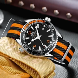 Automatic Mens Watch Self Wind Mechanical Movement Orange Black Blue Red Gray Canvas Strap Luxury Fashion Watches