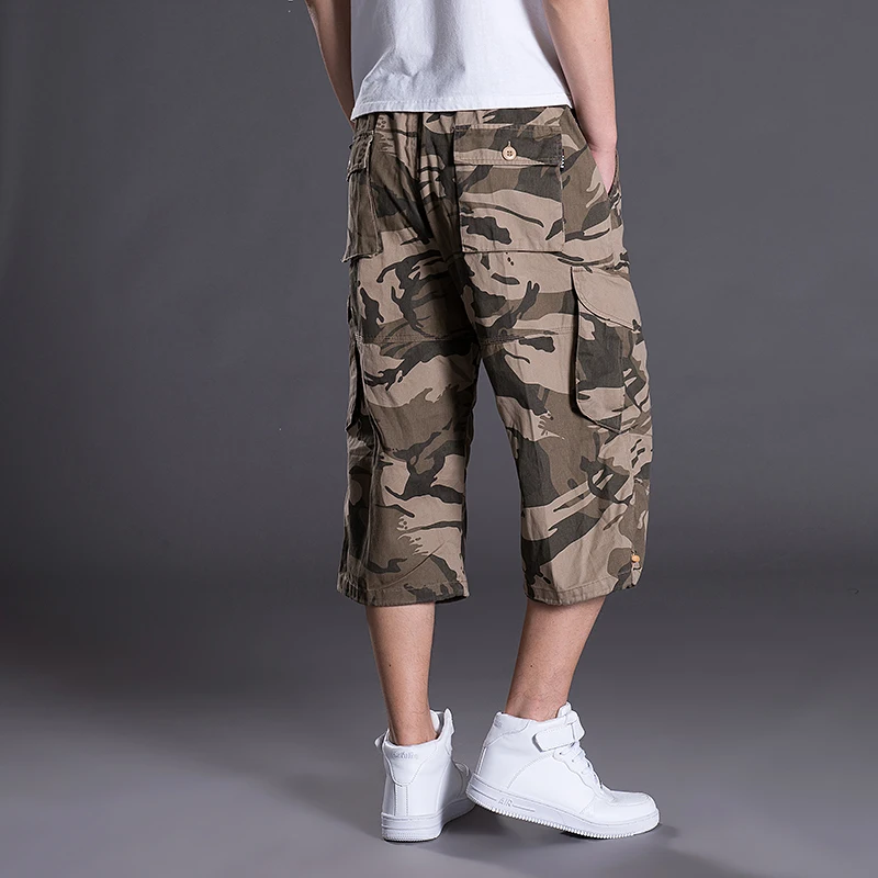 Hommes Cargo Shorts Hommes Été Casual Coton Multi Poches Culottes Chaudes Cropped fjMilitary CamSolomon Shorts M-7XL