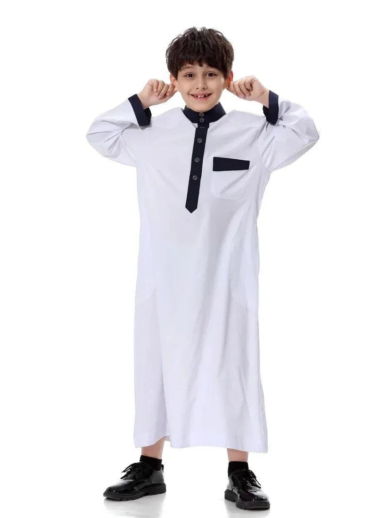 Ramadan Muslim Kids Boy Abaya Jubba Thobe Boy Long Dress Caftan Children Islamic Robe Dubai Arab Kaftan Saudi Arabic Dresses