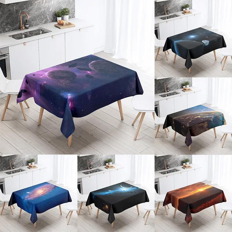 Mysterious Space Star Planet Tablecloth Salon Party Restaurant Decoration Antifouling Waterproof Home Table