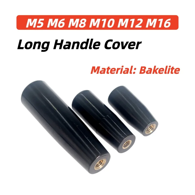 1PCS Black Bakelite Lever Knob Long Handle Sleeve Copper Rubber Internal Thread M5 M6 M8 M10 M12 M16 Adjust Handle Knobs