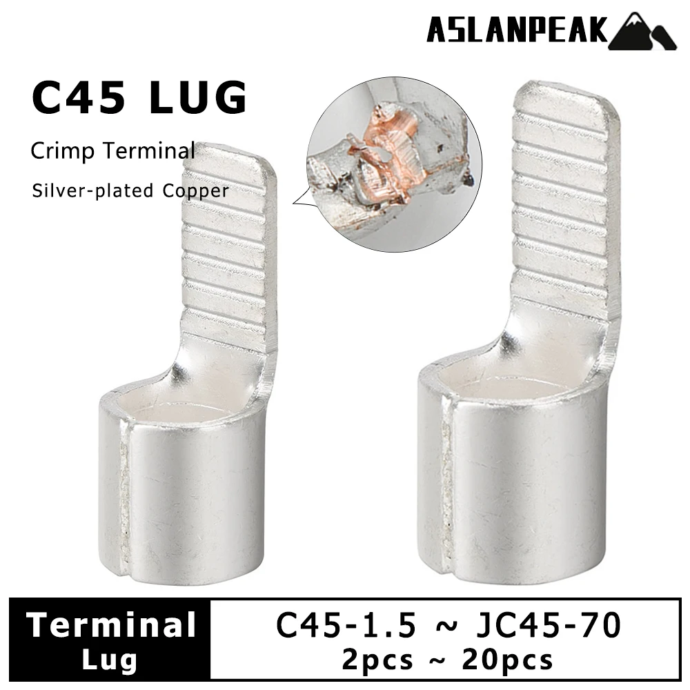 Copper Silver Plating Terminal Lug Circuit Breaker Plug Pin-Shaped Cable Wire Lug Insert Crimp Terminal Lug C45 Air Switch Lug