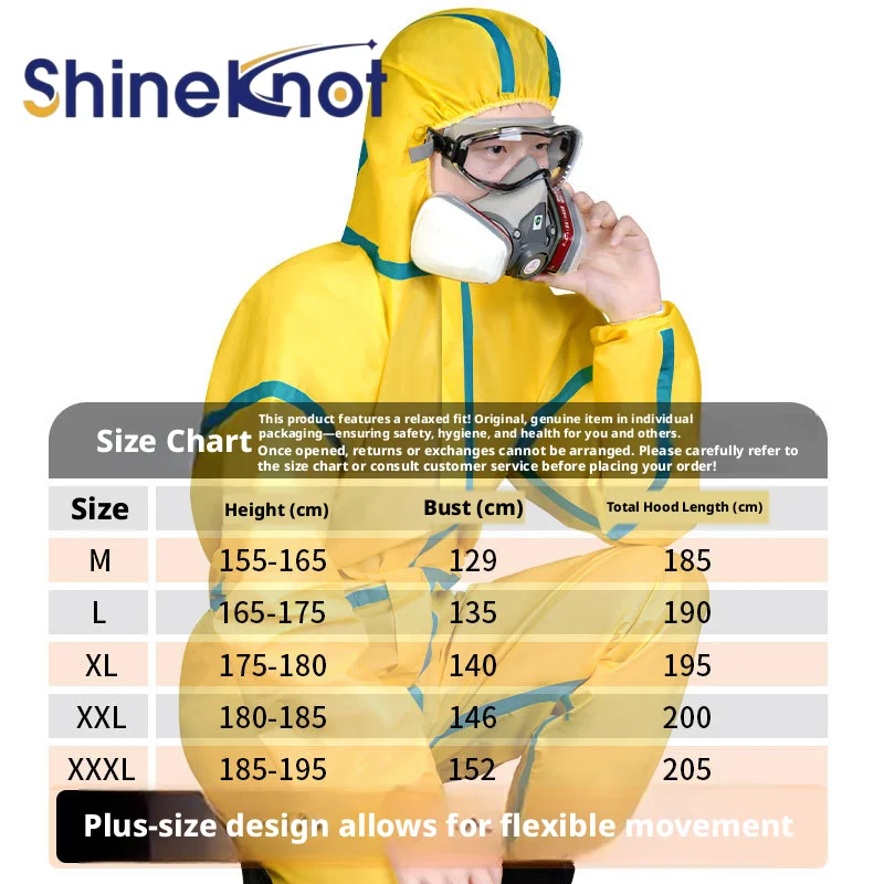 SHINEKNOT Chemical Protective Clothing Acid And Alkali Resistant Laboratory Chemical One-Piece Full Body Protective Clothing