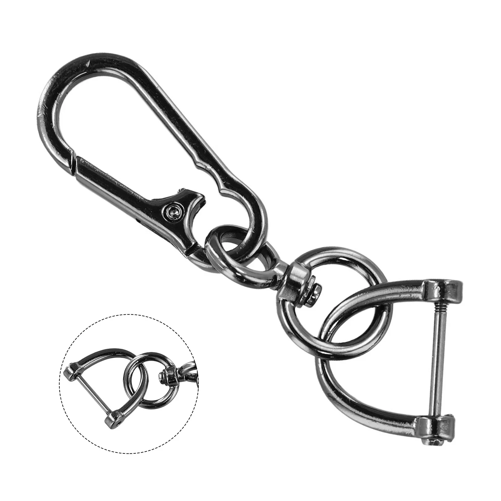 Creative Metal Car Keychain Keyring 8 Shape Buckle + Horseshoe Buckle Gun-Black Zinc Alloy 22mmx85mm For Cars Bags Keychain