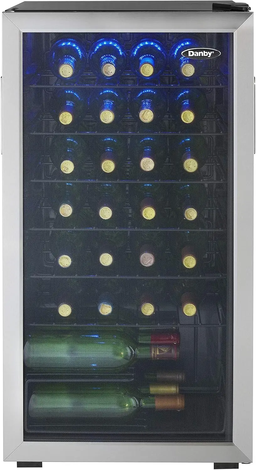 DWC036A1BSSDB-6 3.3 Cu. Ft. Free Standing Wine Cooler, Holds 36 Bottles, Single Zone Fridge with Glass Door-Chiller for Kitchen