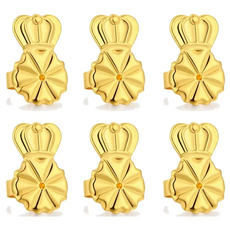 A24I 3-Pairs Earring Backs,Earring Backs Lifter for Heavy Earrings, Adjustable Hypoallergenic Secure Earring Backs(Gold)