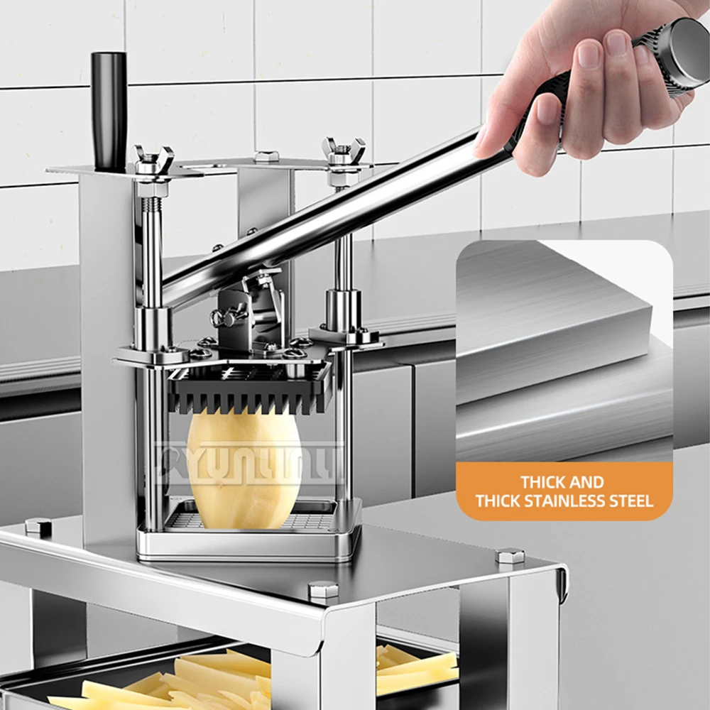 Kommerzielle manuelle Gemüseschneidemaschine, Kartoffelschneider aus Edelstahl, französischer gebratener Prozessor