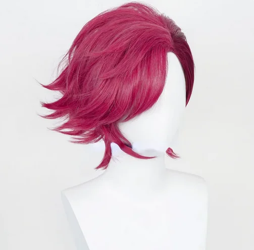 Arcane Vi Cosplay Wig  30cm Deep Rose Short Heat Resistant Synthetic Hair Woman And Man Role Play Wigs