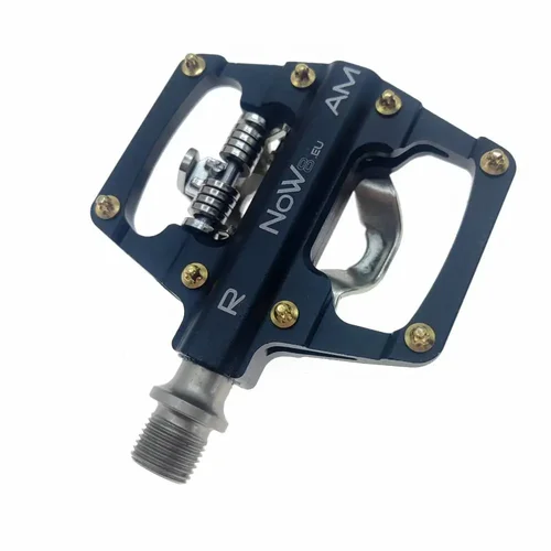 Imagen 2 del producto Últimos pedales de bloqueo de bicicleta SPD, pedales planos dobles/cerradura aptos para SPD 9/16, piezas de Pedal de tacos MTB de aleación de aluminio