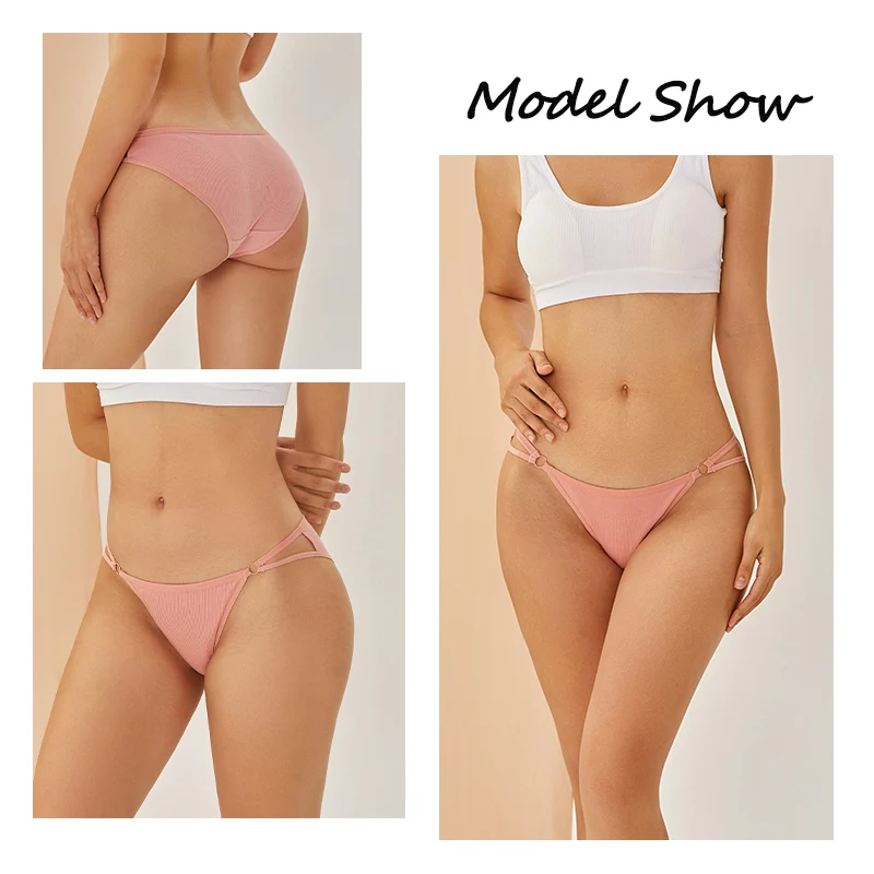 5PCS/SET Women  Cotton Panties Sexy Low Waist Briefs Female Breathable Underwear Button Design Pattern Soft Comfortable Lingerie