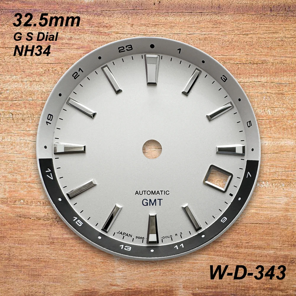 32.5 مللي متر GMT G S شعار NH34 الطلب لحركة NH34 الأخضر مضيئة عالية الجودة ساعة مزدوجة تعديل الملحقات ل 3.8 الساعة
