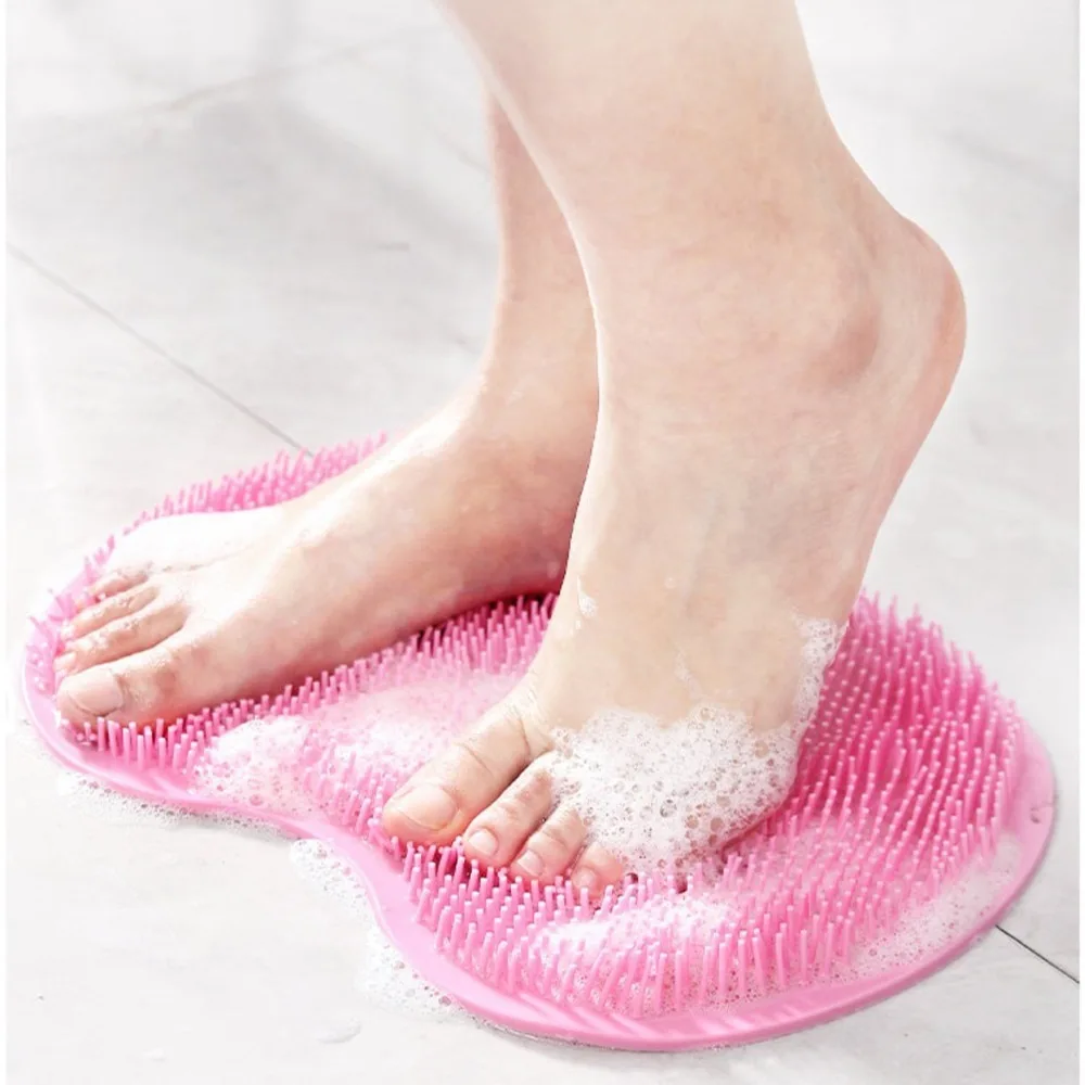 

Lazy Silicone Back Scrubbing Pads Suction Cup Rubber Comb Massage Shower Pads Soft Exfoliating Foot Pads Bathroom