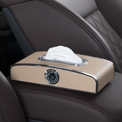 Multi-function Car Clock Tissue Box Cover Rectangular Holder for Home Office Car Hotel Kitchen Restaurant