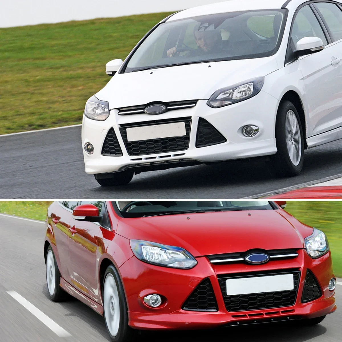 Racing Grills for Ford Focus MK3 2011 2012 2013 2014 Car Front Bumper Lower Grille Honeycomb Mesh Cover Guard Kits Decoration