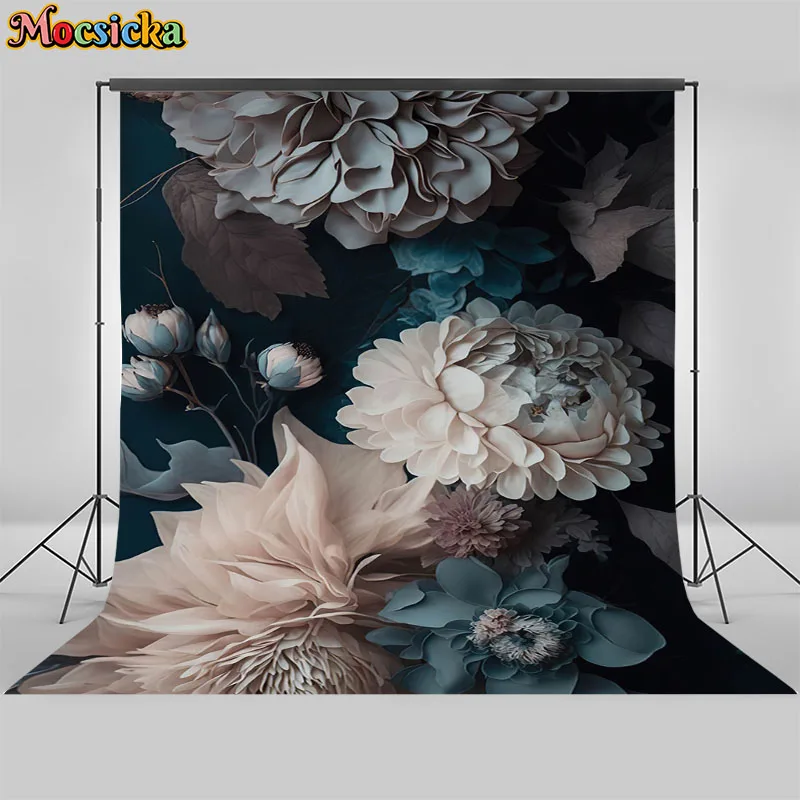 

Mocsicka Newborn Kids Birthday Photography Backdrop Spring Flowers Photo Booth Background Photocall Abstract Texture