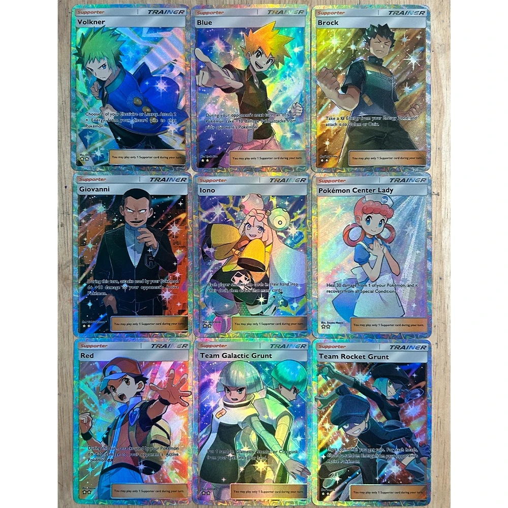 9 ピース/セットアニメコレクションカードトレーナーシンシアリーリードーンブルーグズマ屈折カラーフラッシュカードテクスチャ収集趣味のギフト