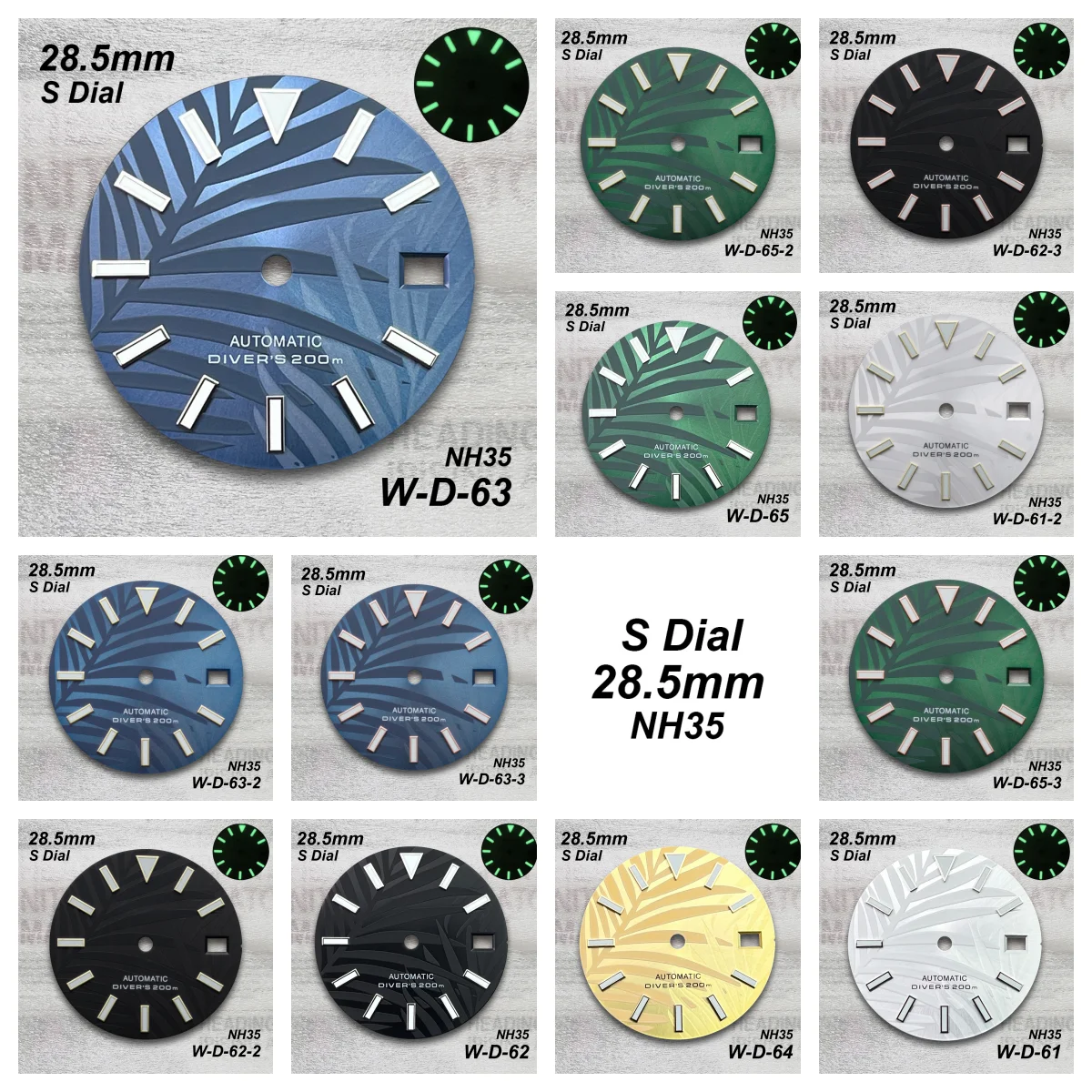 

Циферблат с логотипом S 28,5 мм, подходит для механизма NH35/NH36/4R/7S, бамбуковый циферблат в виде листа, зеленый светящийся высококачественный модификация часов, аксессуары