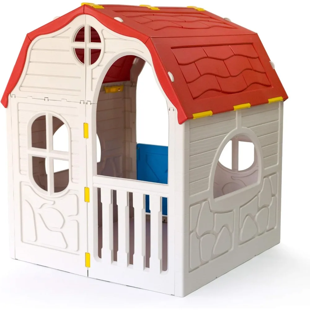 

Quality Products Classic Real Feel Cottage Compact Foldable Plastic Toddler Roomy Outdoor Playhouse for Children Ages 2 Year