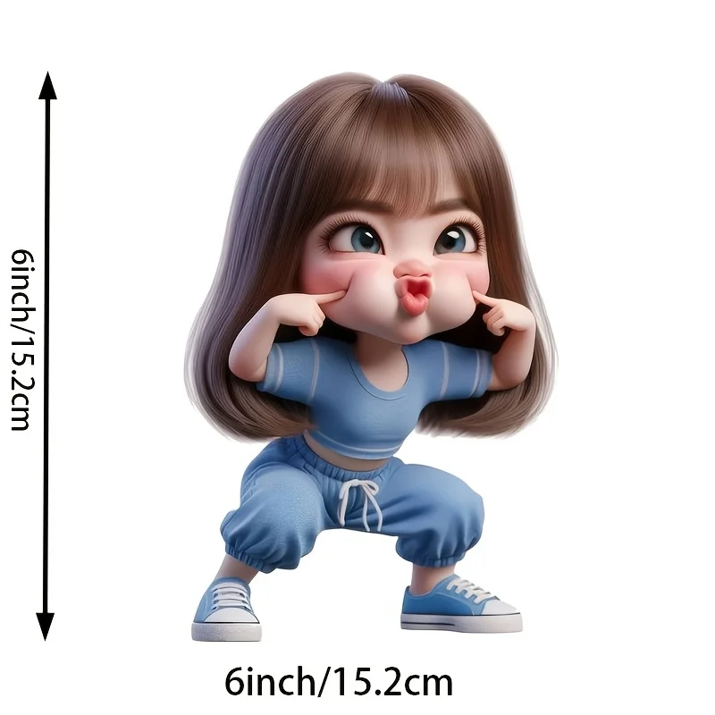 Cute Funny Girl 6 Inch Vinyl Car Decal Sticker Waterproof for Window Laptop Motorcycle Truck