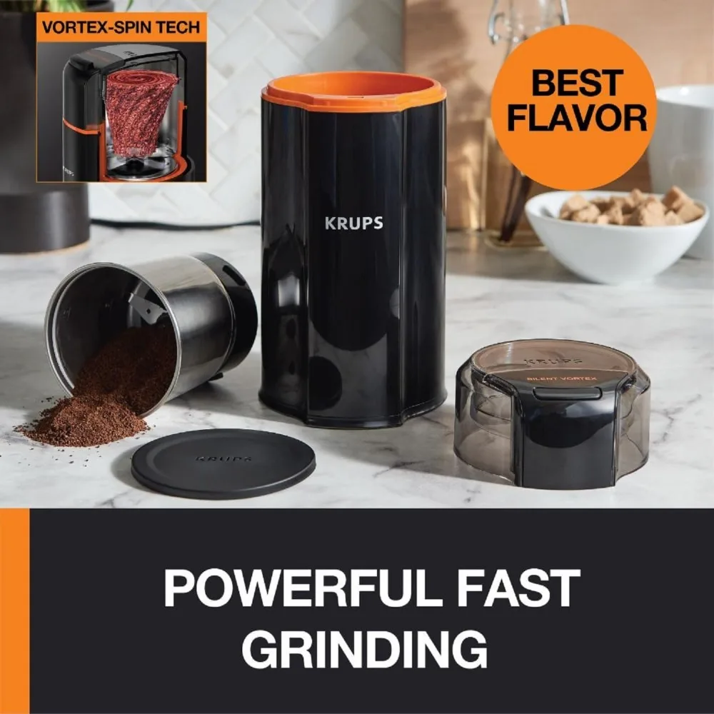 Electric Coffee Grinder: 3 oz Capacity, 5x Quieter, 175W Motor for Coffee Beans, Spices & Herbs - Removable Dishwasher-Bowl