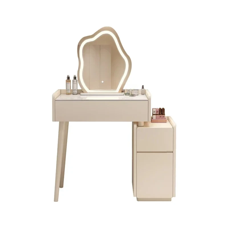 

Solid Wood Dressing Table Bucket Cabinet One Small Bedroom Modern Simple Rock Slab 70cm Cream Style Vanity Tables Large Capacity