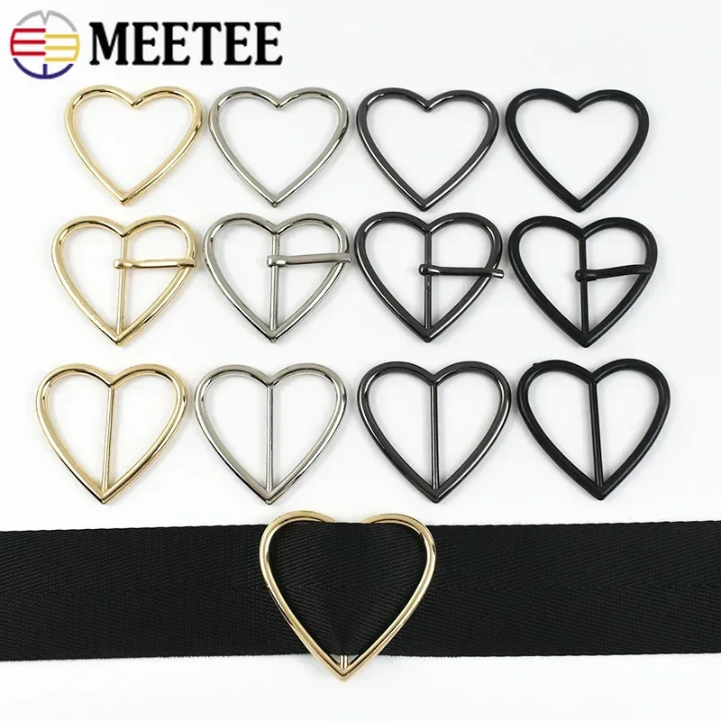 10Pcs 20-40mm Metal Buckles For Bag Strap Heart D Ring Adjust Roller Pin Buckle Dog Collar Connect Hooks Clasp DIY Accessories