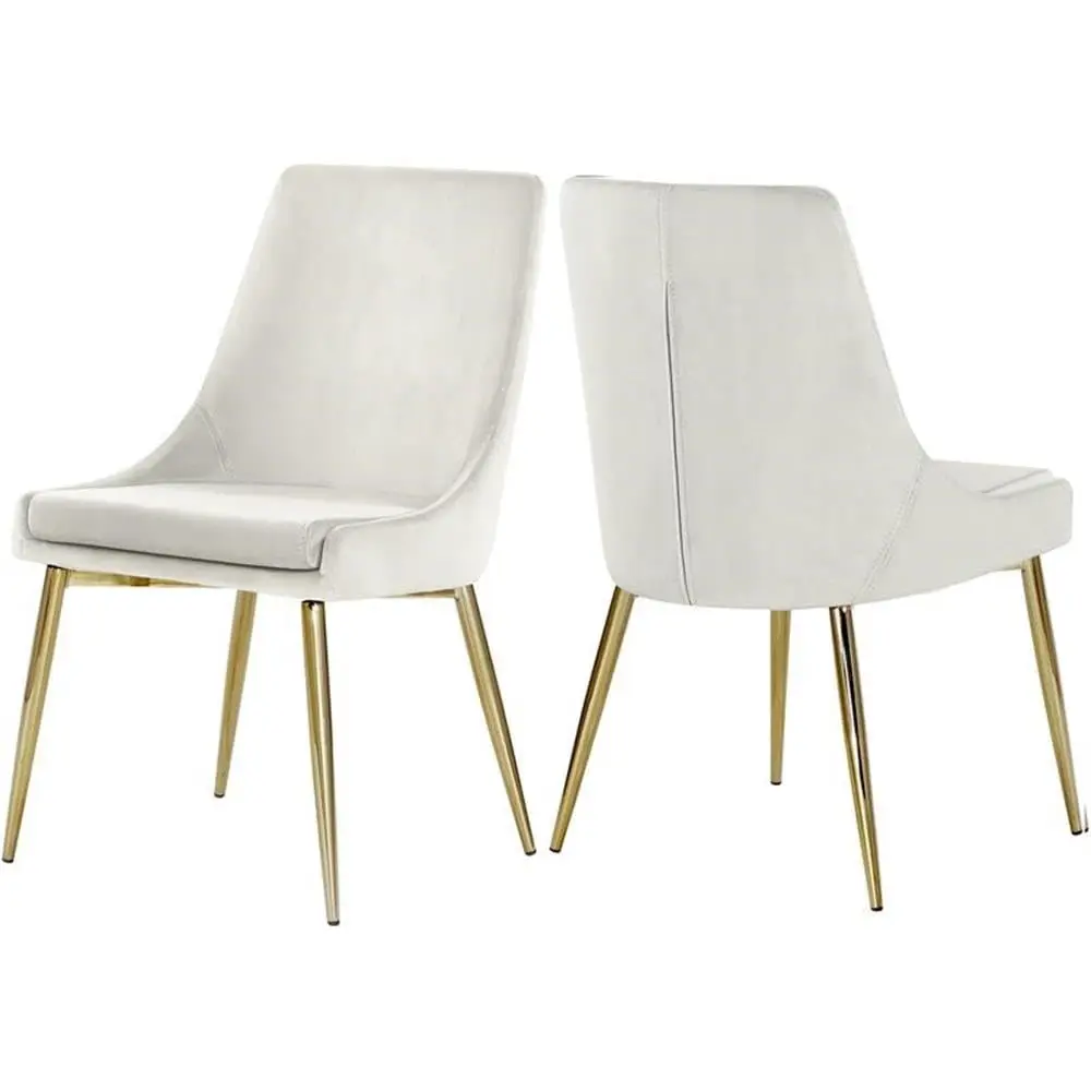 

Modern Velvet Dining Chair With Metal Legs Set Of 2 Cream 19.5 W X 21.5 D X 33.5 H