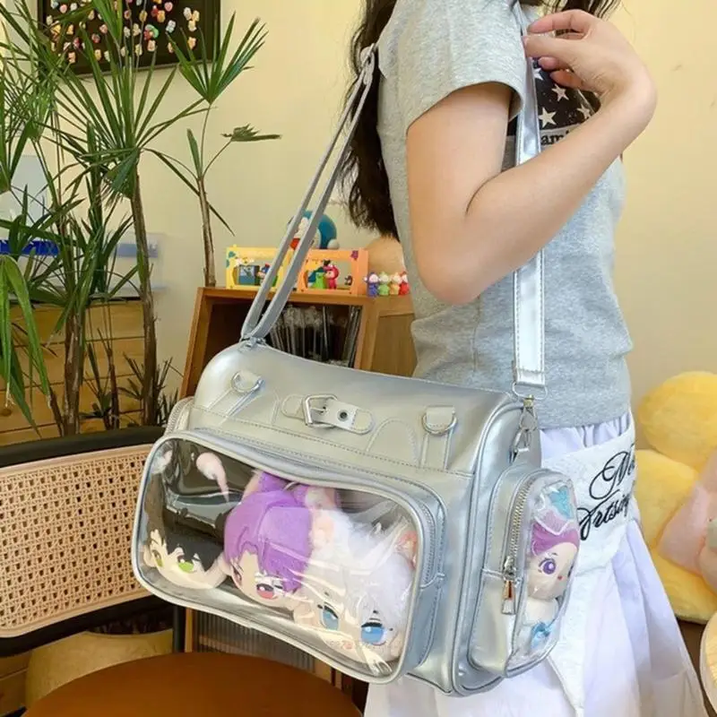 

X5XA Anime Inspired Adjustable Shoulder Bag Practical PU Leather Backapck Large Capacity Crossbody Purse For Daily Commute
