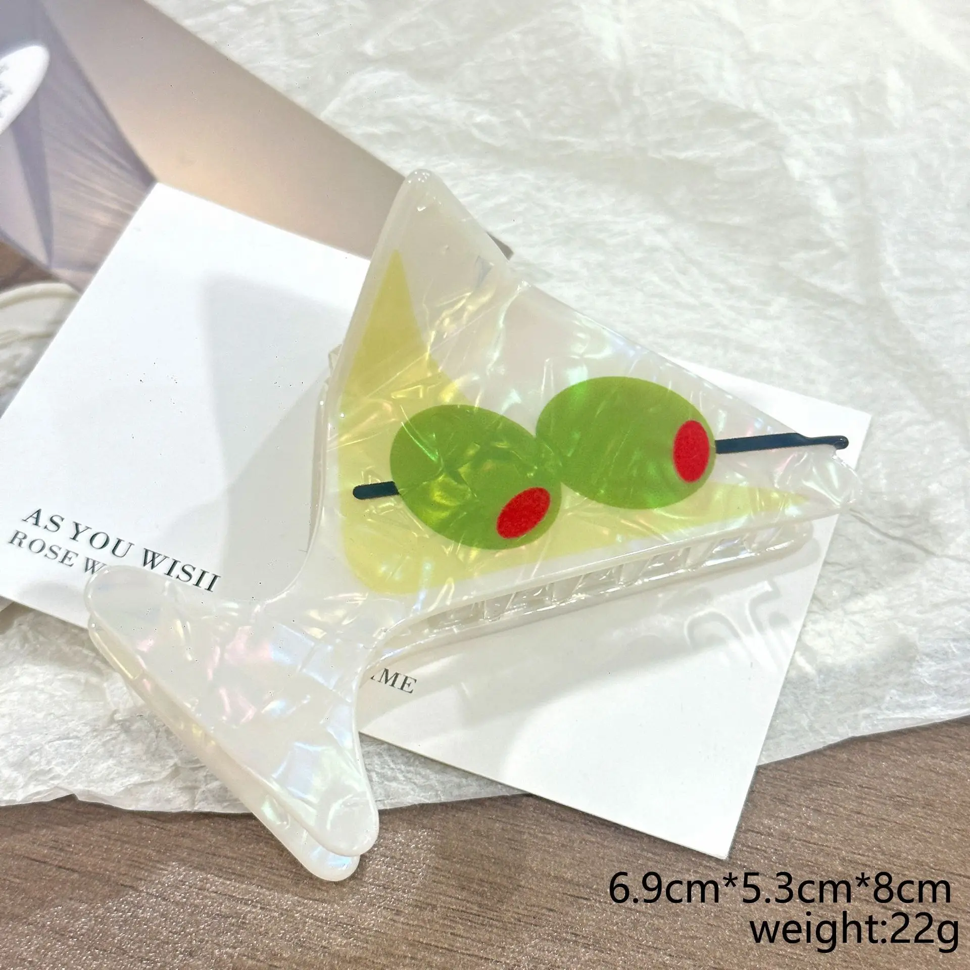 1 Stück Cocktail-Haarclip, Hawaii-Sommer-Strand-Eistee, Orangensaft, Kaffee, neuartiger, kreativer Getränke-Haarclip, großer Haarklammer-Clip im Hai-Design – Detail 5