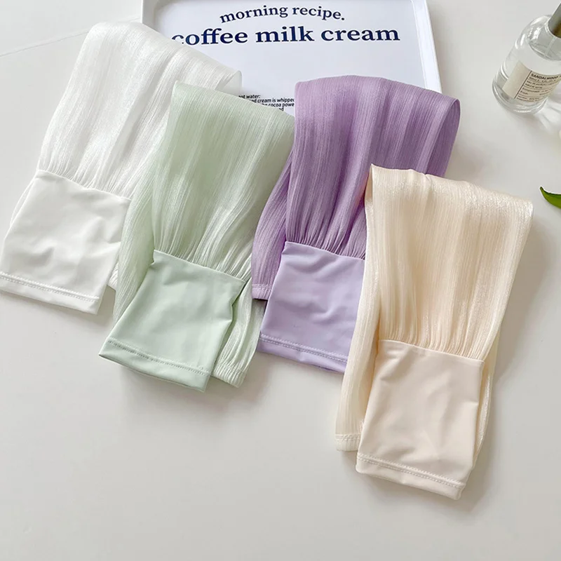 Ice Wrinkle Sleeve Gloves Solid Color Patchwork Sleeves Summer Outdoor Sun Protection  Sleeve Newest Uv Outdoor Oversleeves